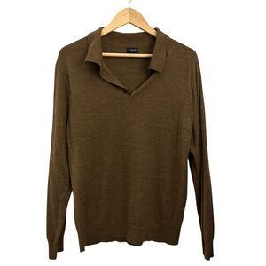 J. Crew Men's Brown Merino Wool Blend Henley Sweater Size L